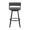 Armen Living Roman 26" Gray Faux Leather and Black Metal Swivel Bar Stool LCRMBABLGR26 - alternate 3